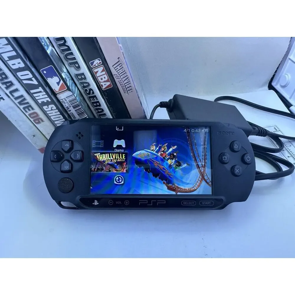 Sony PSP Street E1003 Console Tested Working w/ Charger & 7 Games Rare Gaming